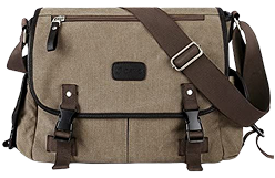 Khaki Canvas Messenger Bag